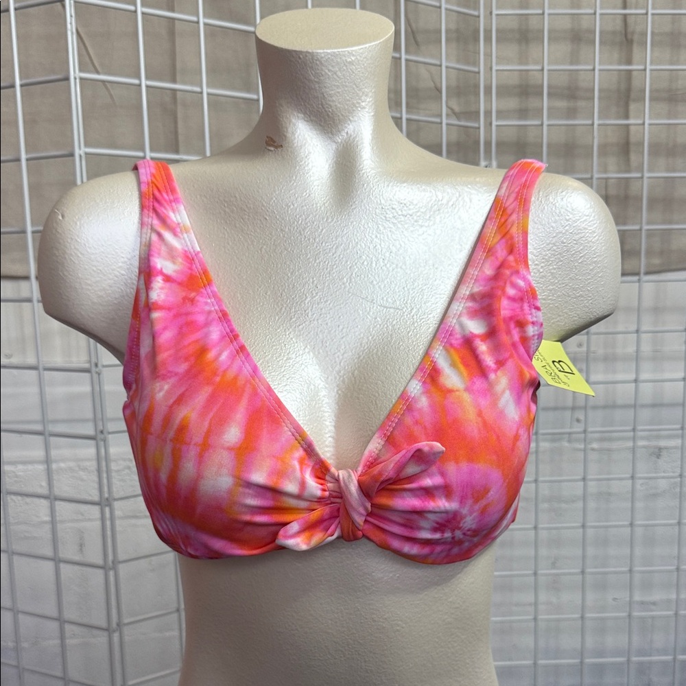 Tie-Dye Pink and Orange Women's bikini top 36B built-in bra.